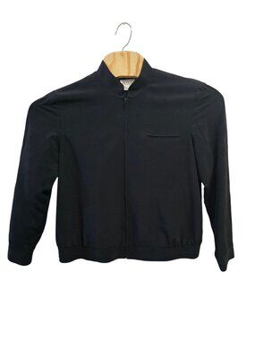 Vintaeg Due Per Due Black Silk Womens Lightweight Jacket Mandarin Collar Size 12